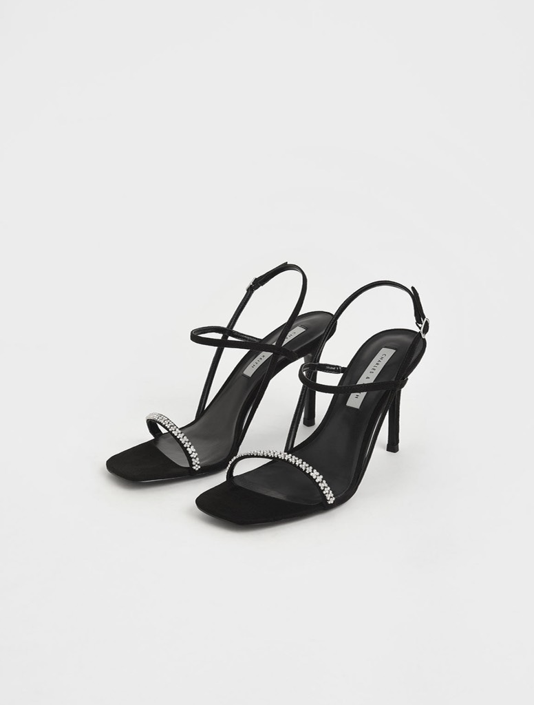 Textured Gem-Embellished Strappy Sandals