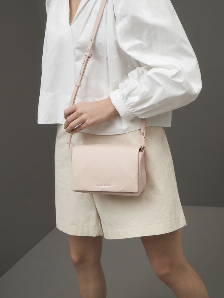 Geometric Crossbody Bag - Light Pink