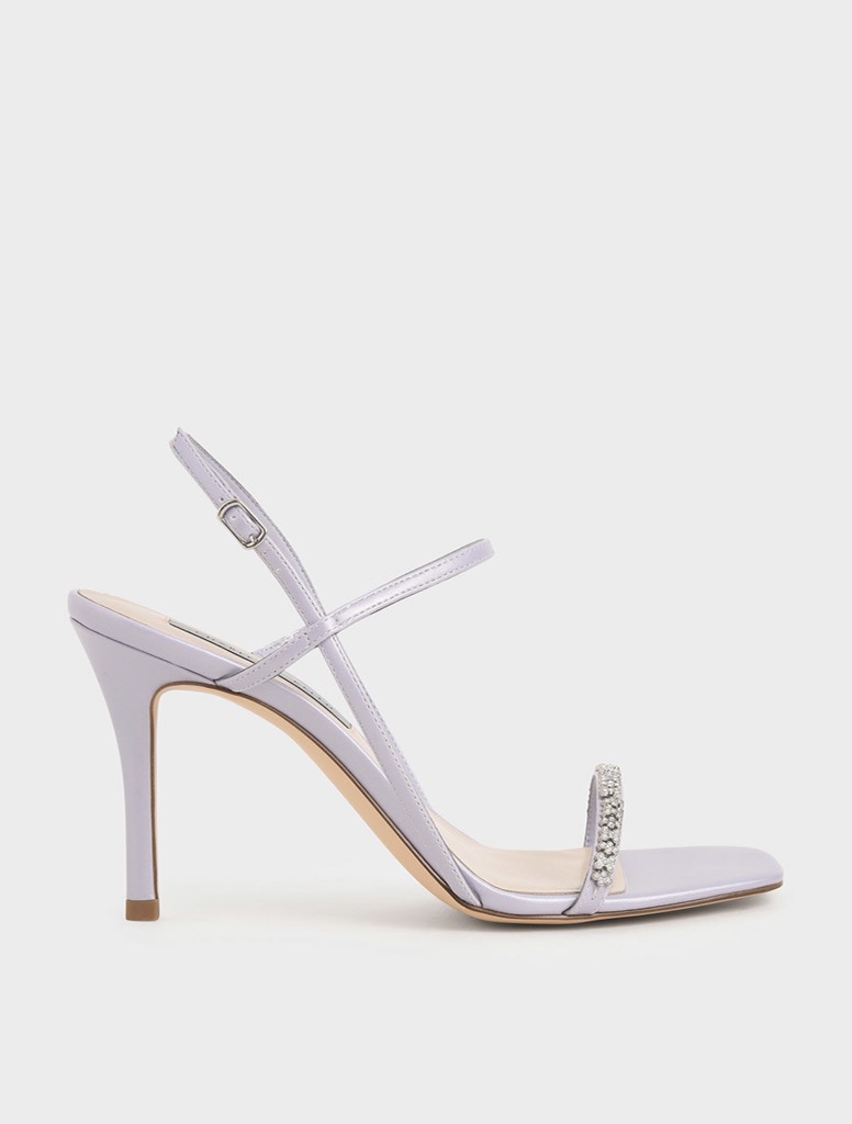 Textured Gem-Embellished Strappy Sandals
