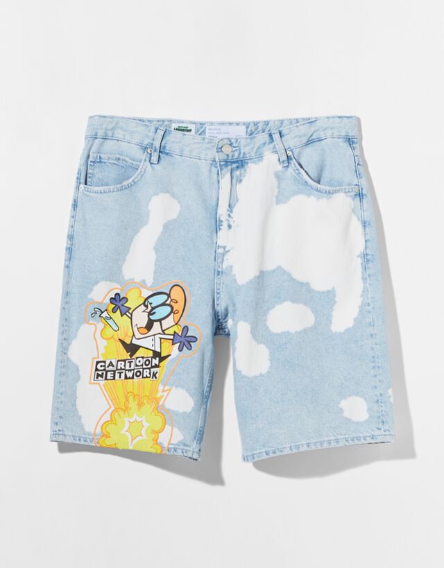 Denim Bermuda shorts with Cartoon Network print