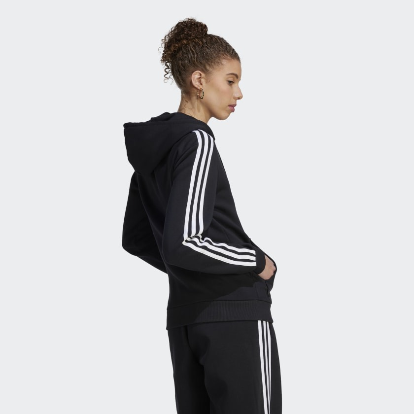 [ ADIDAS ] ESSENTIALS 3-STRIPES FULL-ZIP FLEECE HOODIE