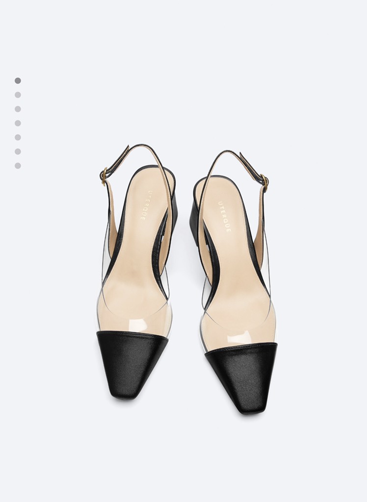 VINYL SLINGBACK SHOES WITH LEATHER TOECAP