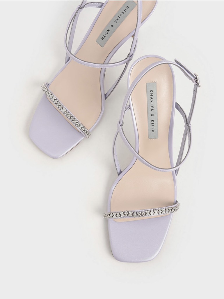 Textured Gem-Embellished Strappy Sandals