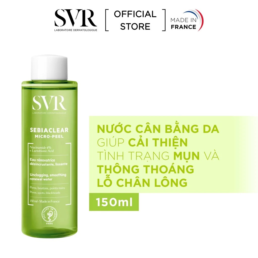 Nước cân bằng da SVR Sebiaclear Micro-Peel 150 ml