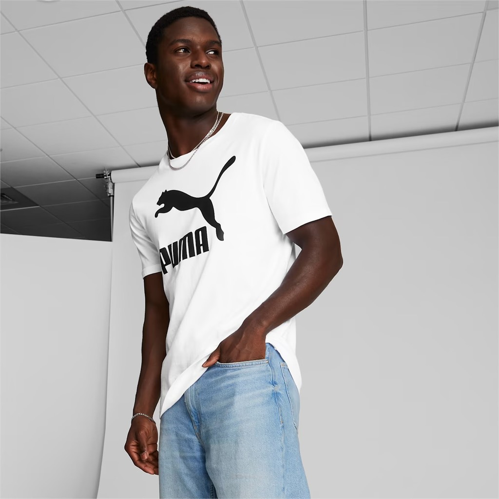 Classics Logo Men's Tee - White Puma