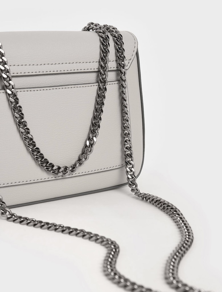 Double Chain Link Crossbody Bag - Grey