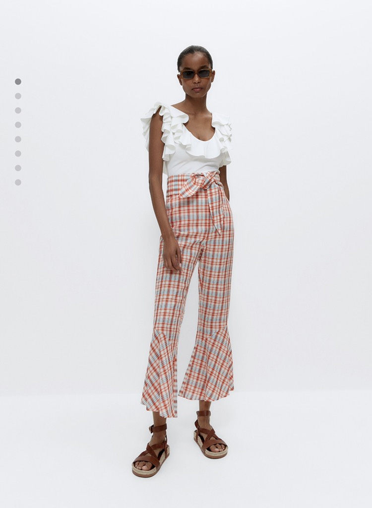 CHECED TROUSERS WITH RUFFLE