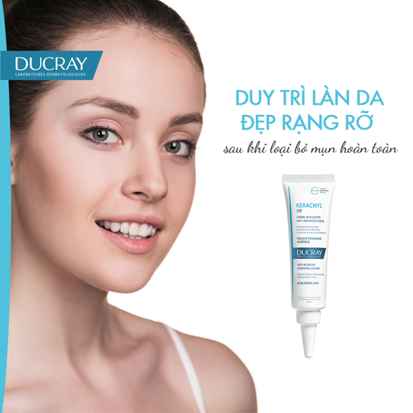 Kem dưỡng cân bằng dầu, giảm viêm mụn Ducray Keracnyl PP Anti-Blemish Soothing Cream 30ml