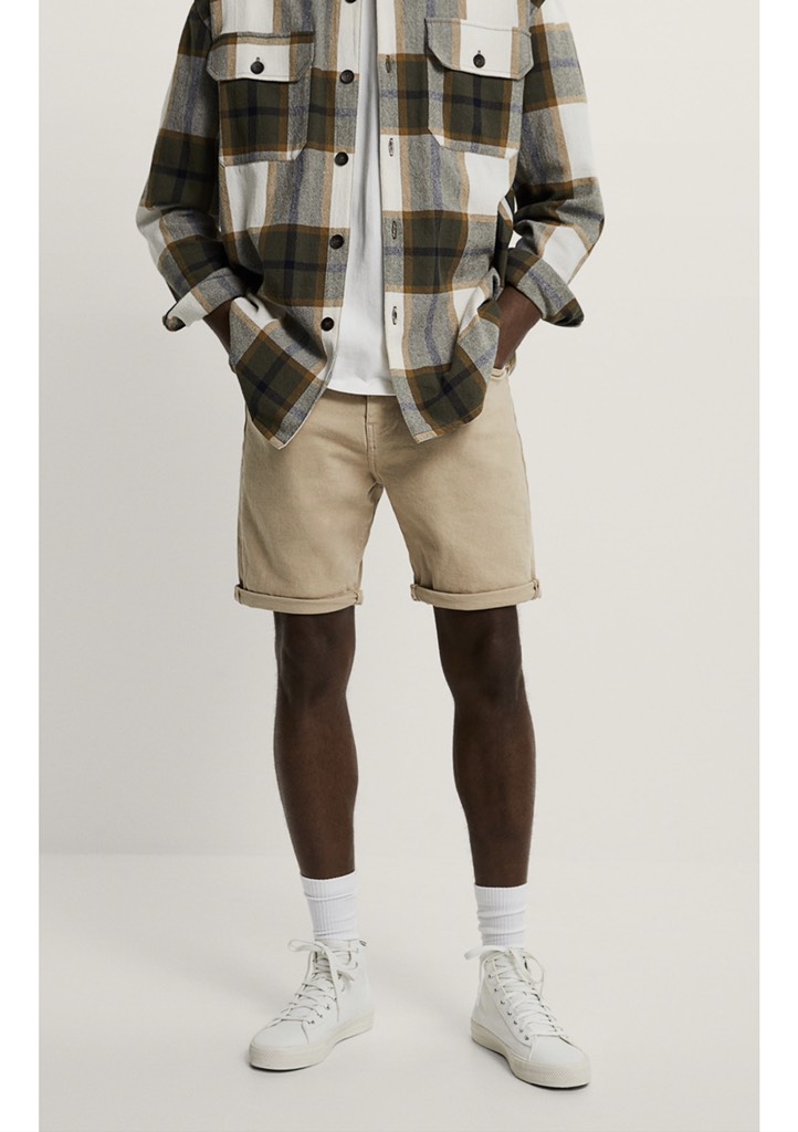 DENIM BERMUDA SHORTS BEIGE