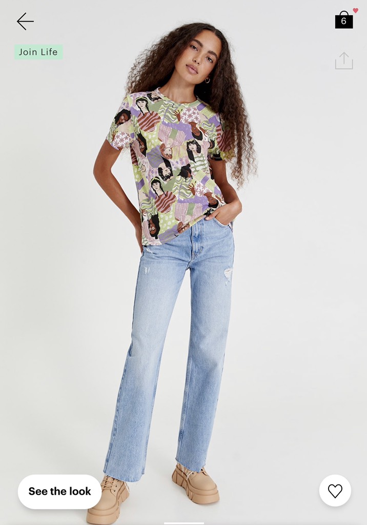Áo thun nữ 𝐏𝐮𝐥𝐥&𝐁𝐞𝐚𝐫 (𝐏&𝐁) All-over ‘chicas’ print T-shirt