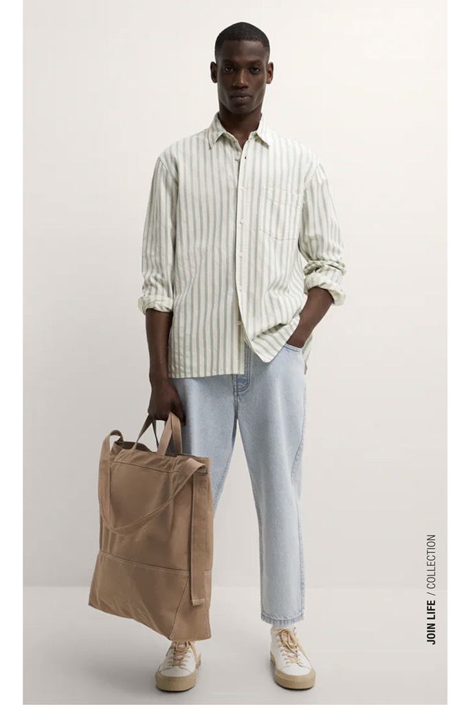 STRIPED TEXTURED SHIRT SEA GREEN