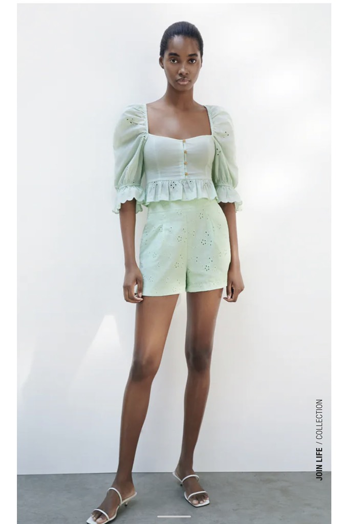 BLOUSE WITH CUTWORK EMBROIDERY SEA GREEN