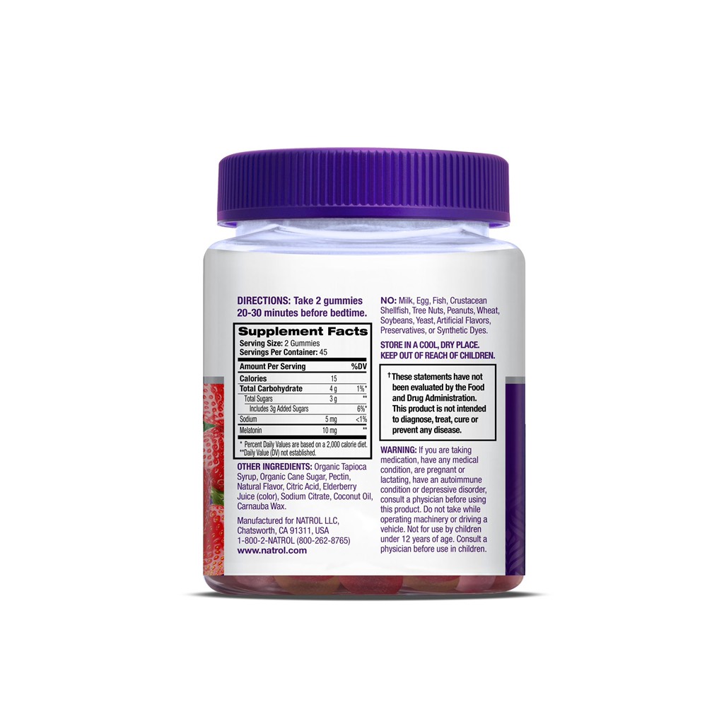 Kẹo dẻo giúp ngủ ngon Natrol Strawberry Melatonin Gummies, 10 mg, 90 count