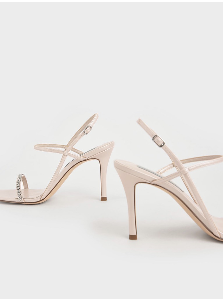 Textured Gem-Embellished Strappy Sandals