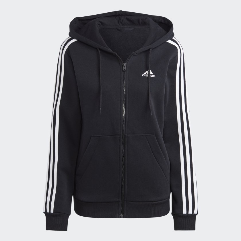 [ ADIDAS ] ESSENTIALS 3-STRIPES FULL-ZIP FLEECE HOODIE