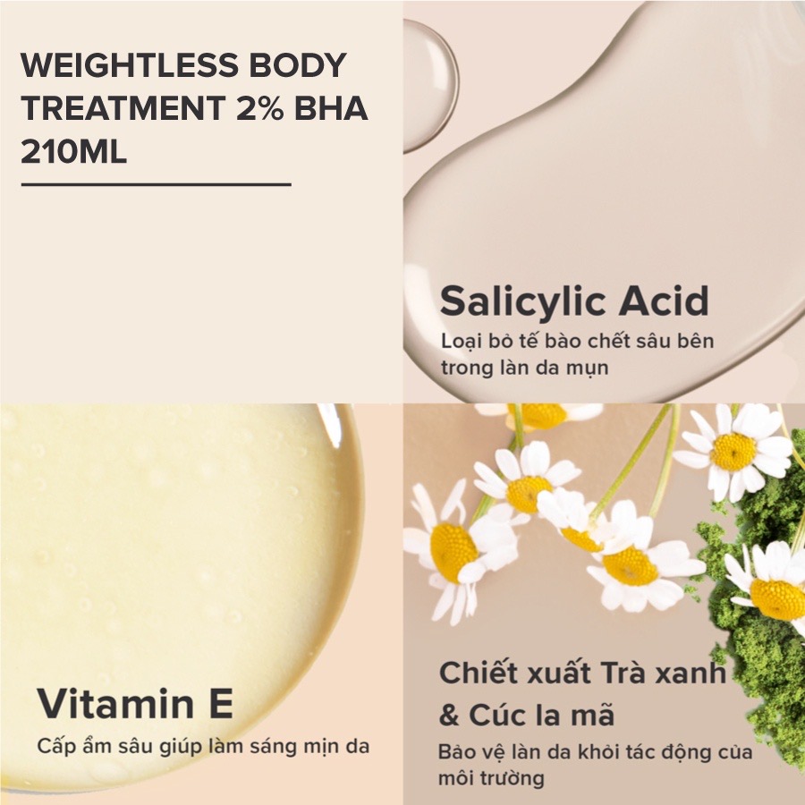 LOẠI BỎ TẾ BÀO CHẾT TOÀN THÂN WEIGHTLESS BODY TREATMENT 2% BHA 210ML