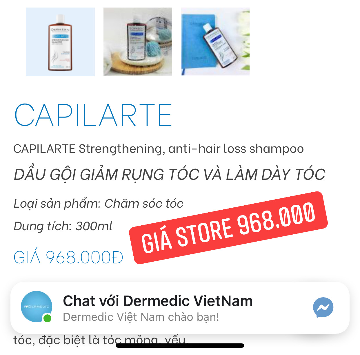 Dầu gội giảm rụng tóc & làm dày tóc Dermedic CAPILARTE Strengthening, anti-hair loss shampoo