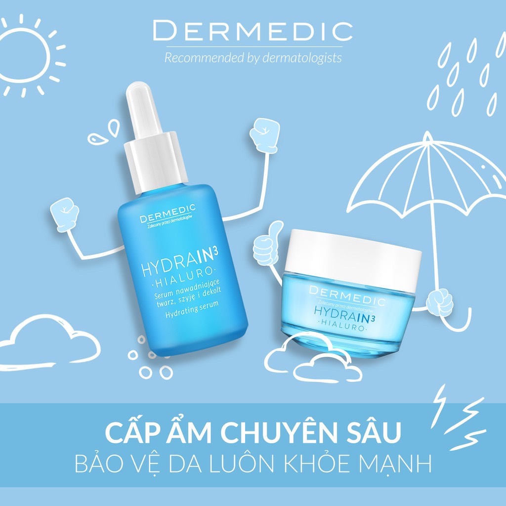 Serum cấp ẩm dành cho da khô, mất nước DERMEDIC HYDRAIN3 HIALURO