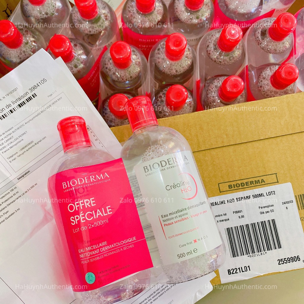 Nước tẩy trang Bioderma Créaline H2O Eau Micellaire Démaquillante 500ml (phiên bản nội địa Pháp)