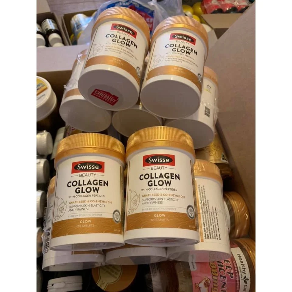 Viên uống bổ sung collagen Swisse Beauty Collagen Glow With Collagen Peptides