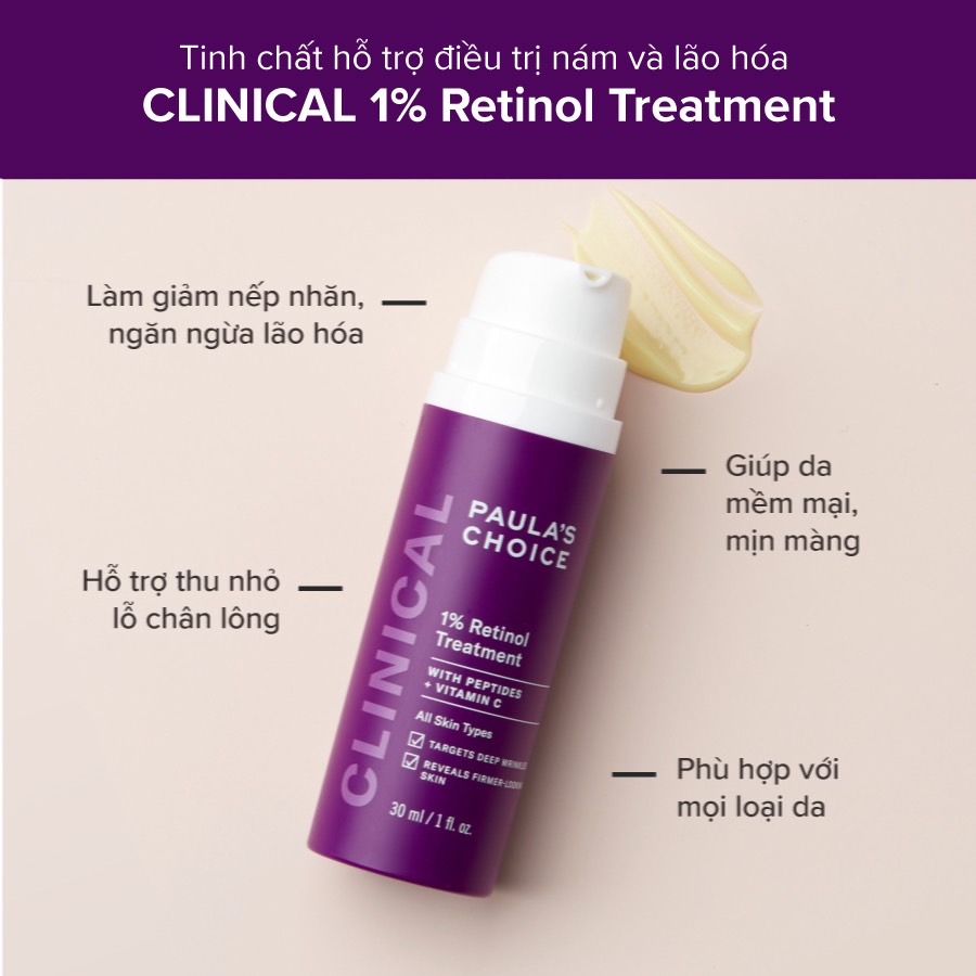 Tinh chất hỗ trợ điều trị nám & lão hoá Paula’s Choice Clinical 1% Retinol Treatment