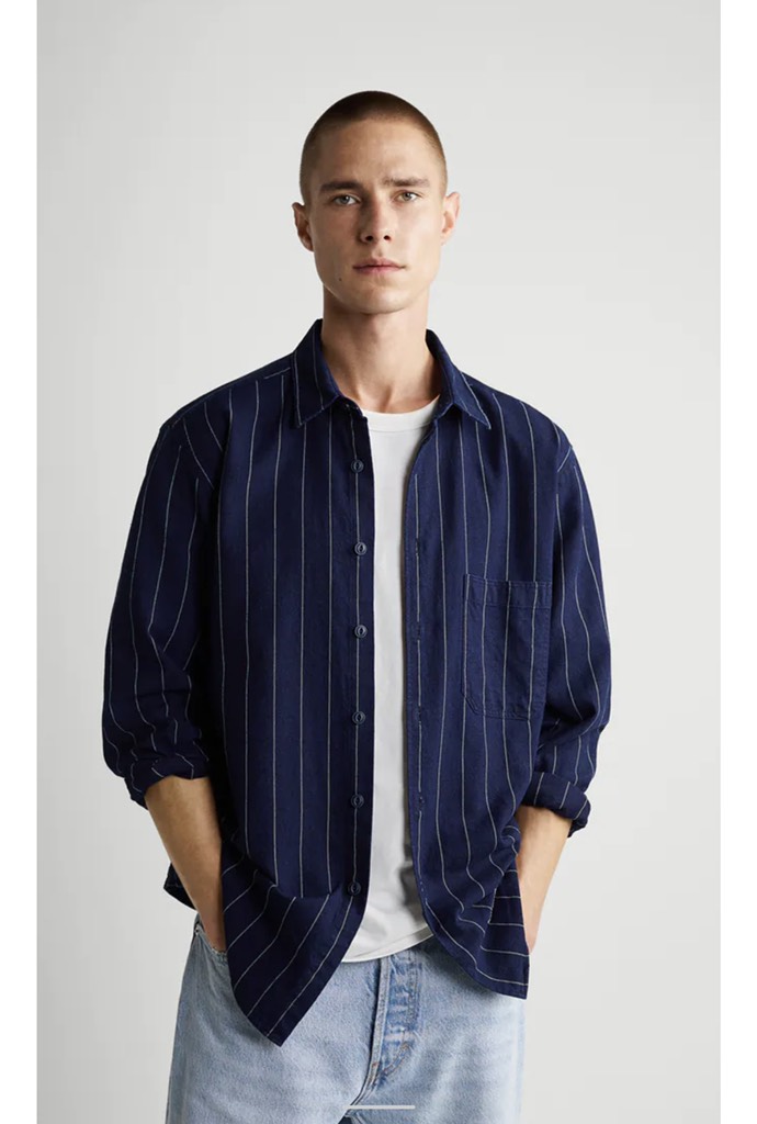 STRIPED TEXTURED SHIRT INDIGO