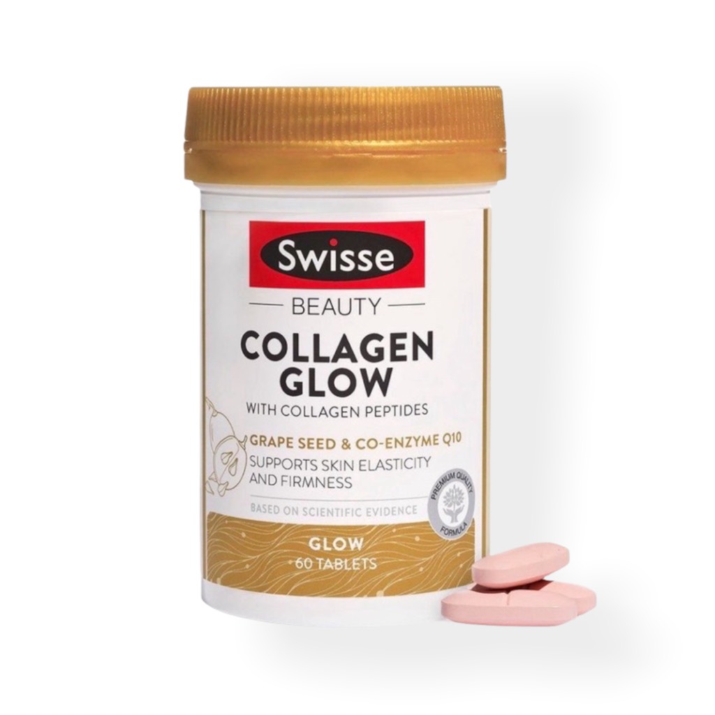 Viên uống bổ sung collagen Swisse Beauty Collagen Glow With Collagen Peptides