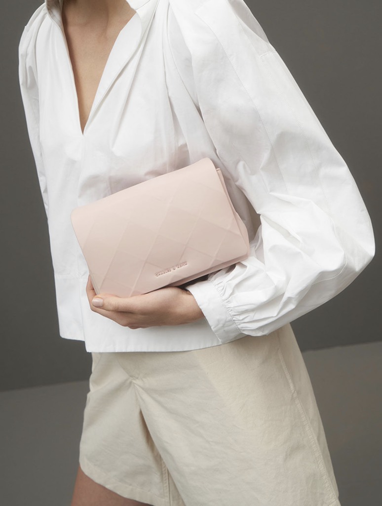Geometric Crossbody Bag - Light Pink