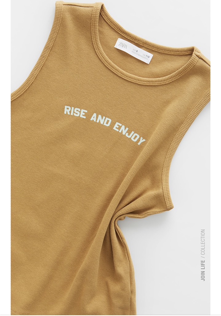 SLEEVELESS RIBBED TOP WITH SLOGAN