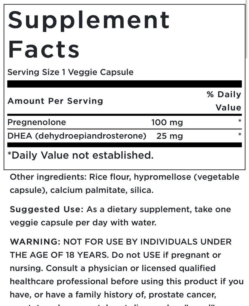 Swanson Ultra DHEA & Pregnenolone 60 Capsules Supps24h