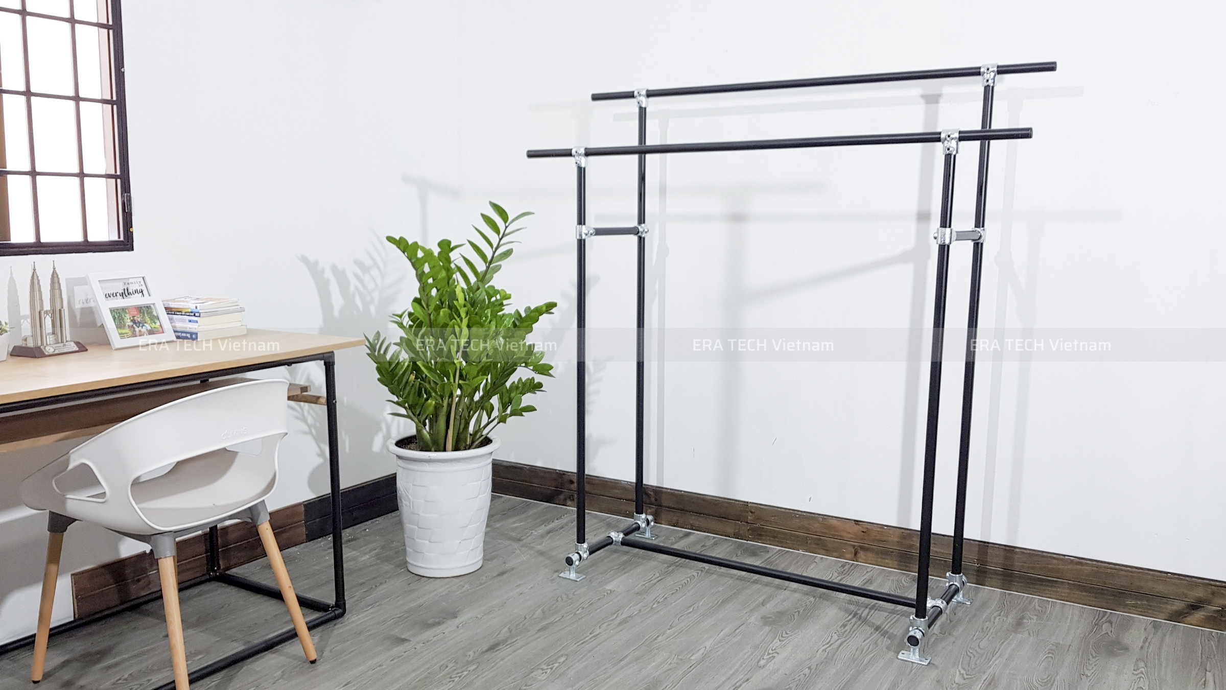 Sào treo quần áo đôi lệch tầng KD0722-KN25 (D1200 x C1600 - S600mm)