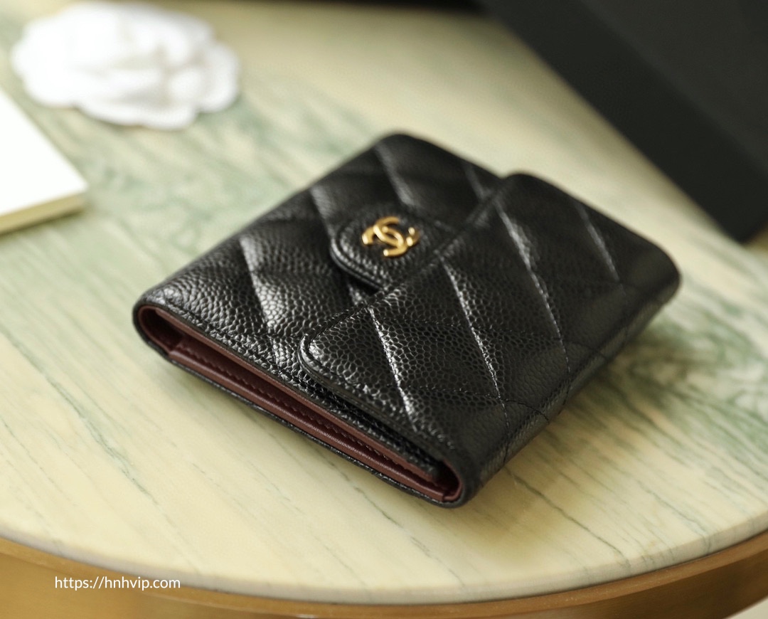 Chanel CLASSIC SMALL FLAP WALLET Grained Calfskin & Gold-Tone Metal Black |  Hàng hiệu 1:1 HVip