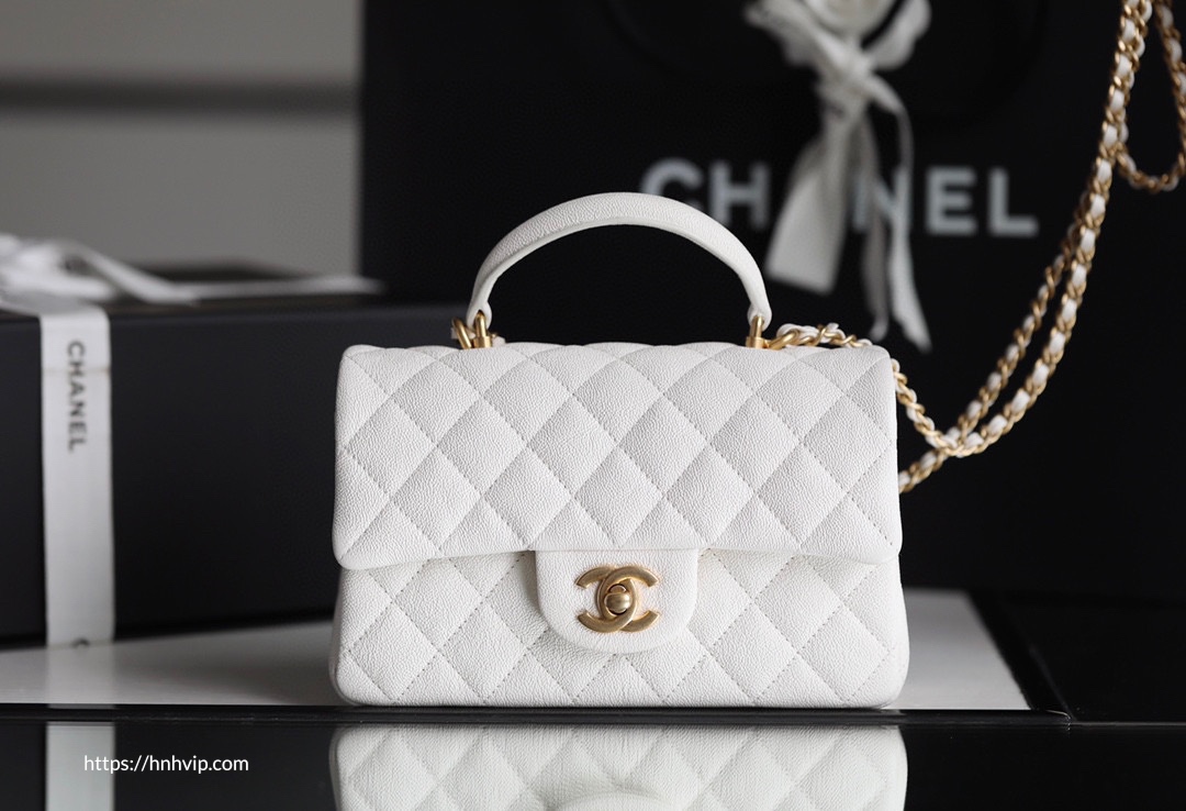 CHANEL Mini 8 handle caviar trắng  Tín đồ hàng hiệu