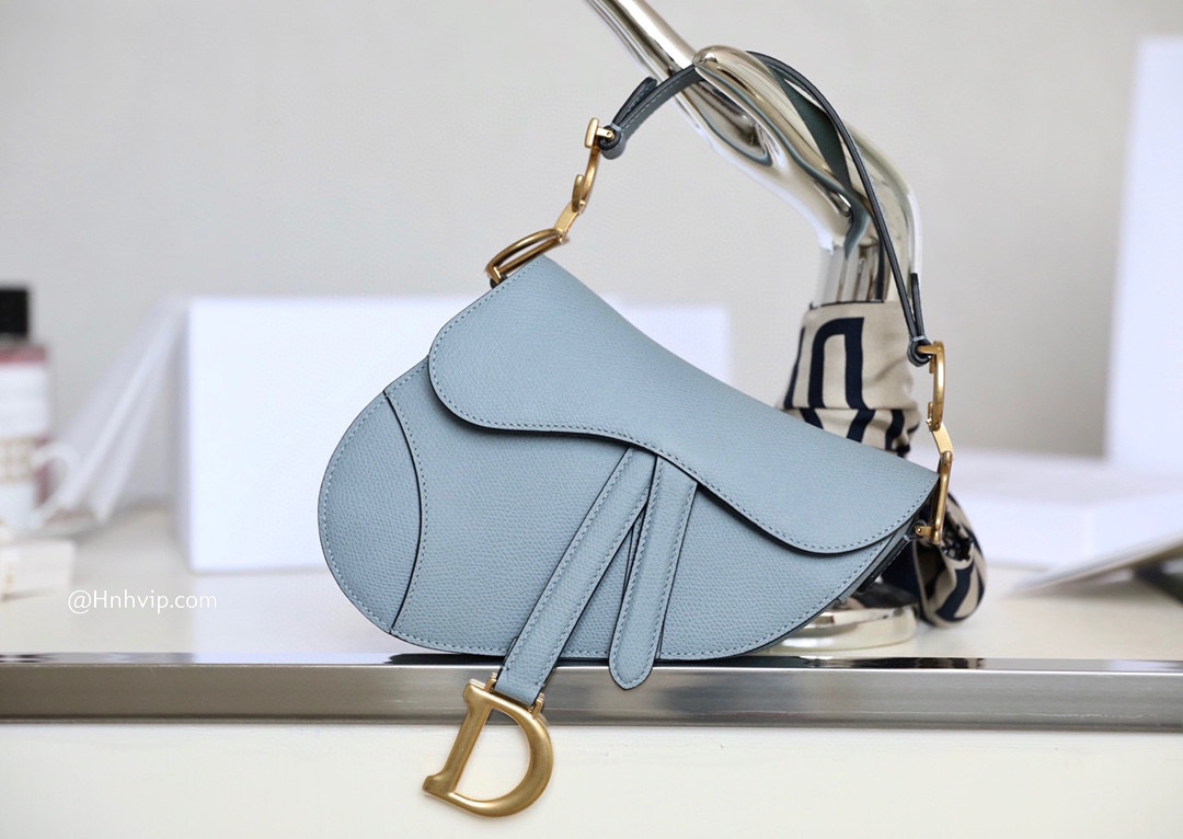 DIOR Mini SADDLE BAG Denim Blue Grained Calfskin