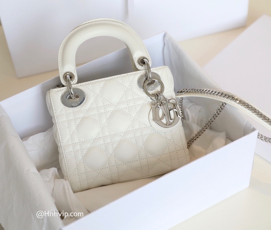MINI LADY DIOR BAG Latte Cannage Lambskin