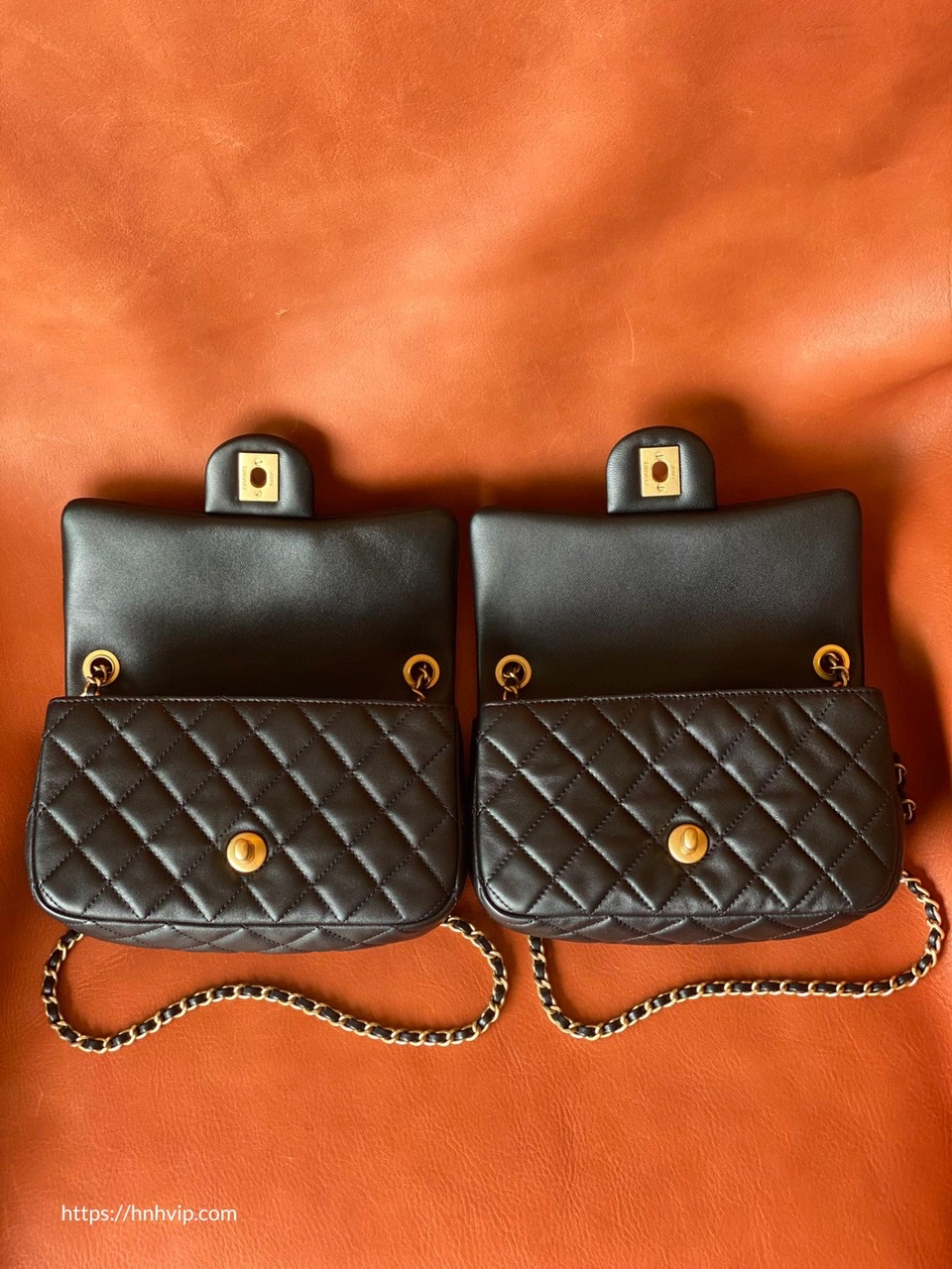 Chanel Classic Flap Runway Square small Pearl Crush Lambskin Leather