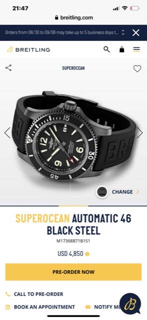 Breitling SUPEROCEAN AUTOMATIC 46 BLACK STEEL