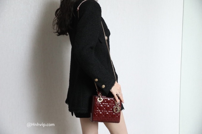 MINI LADY DIOR BAG Brick Red Patent Cannage Calfskin