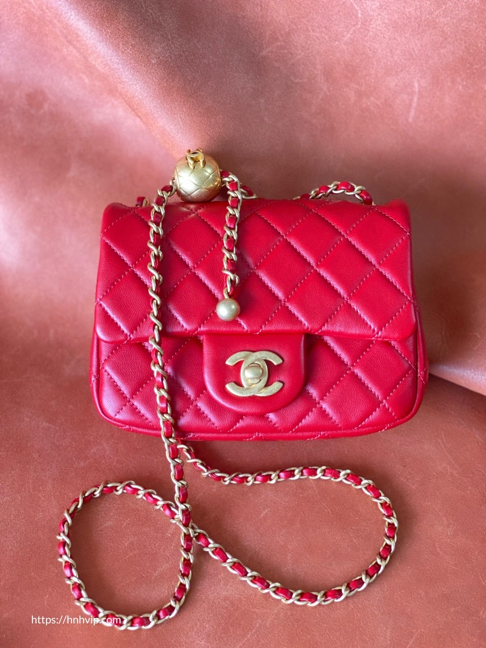 Chanel Classic Flap Runway Square Mini Pearl Crush Lambskin Leather