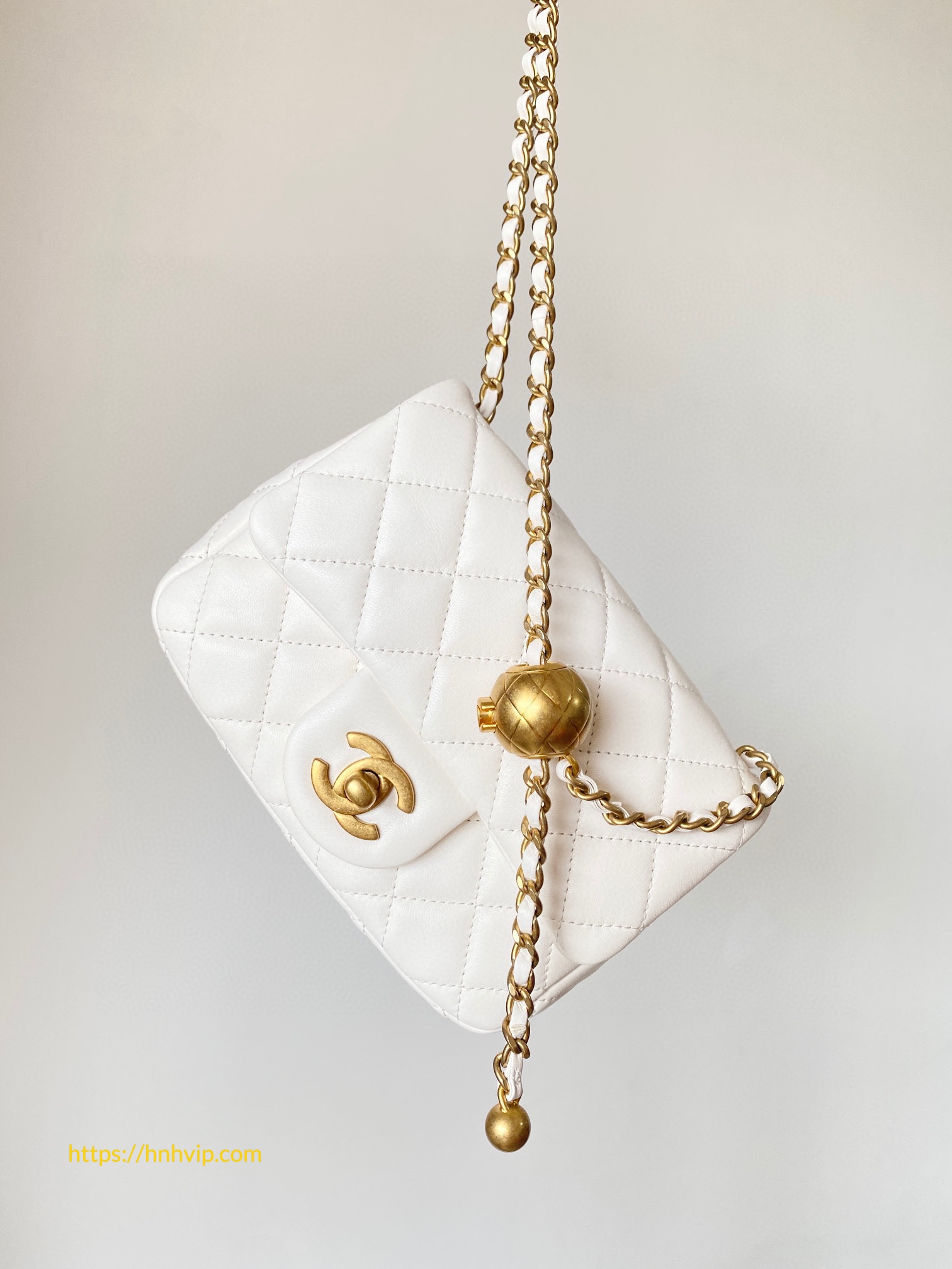 Chanel Classic Flap Runway Square Mini Pearl Crush Lambskin Leather