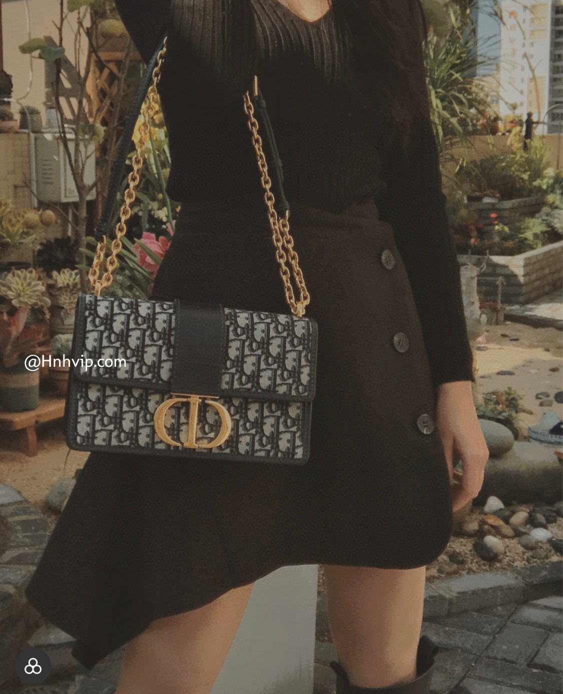 DIOR 30 MONTAIGNE CHAIN BAG Blue Dior Oblique Jacquard