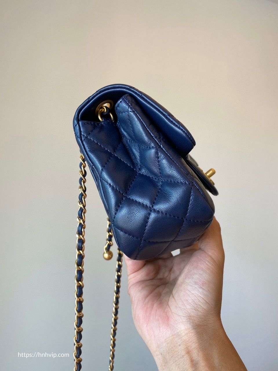 Chanel Classic Flap Runway Square Mini Pearl Crush Lambskin Leather