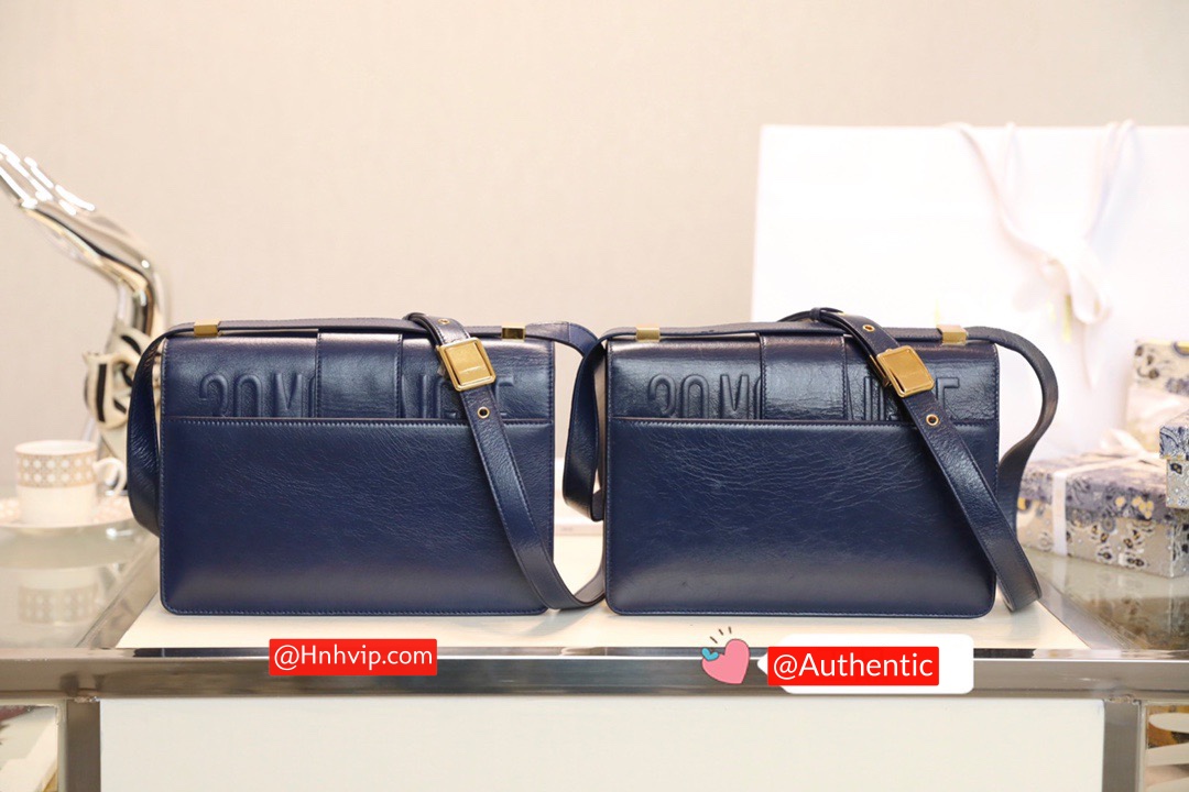 DIOR Indigo blBlue 30 Montaigne Shiny Crinkled Lambskin Flap Bag