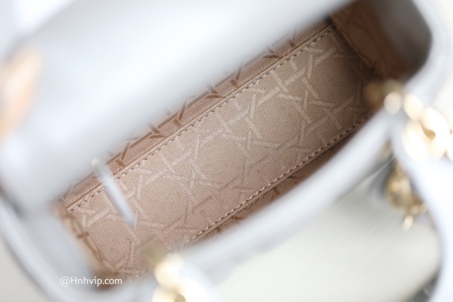 MINI LADY DIOR BAG Gray Opaline Beaded Cannage Lambskin