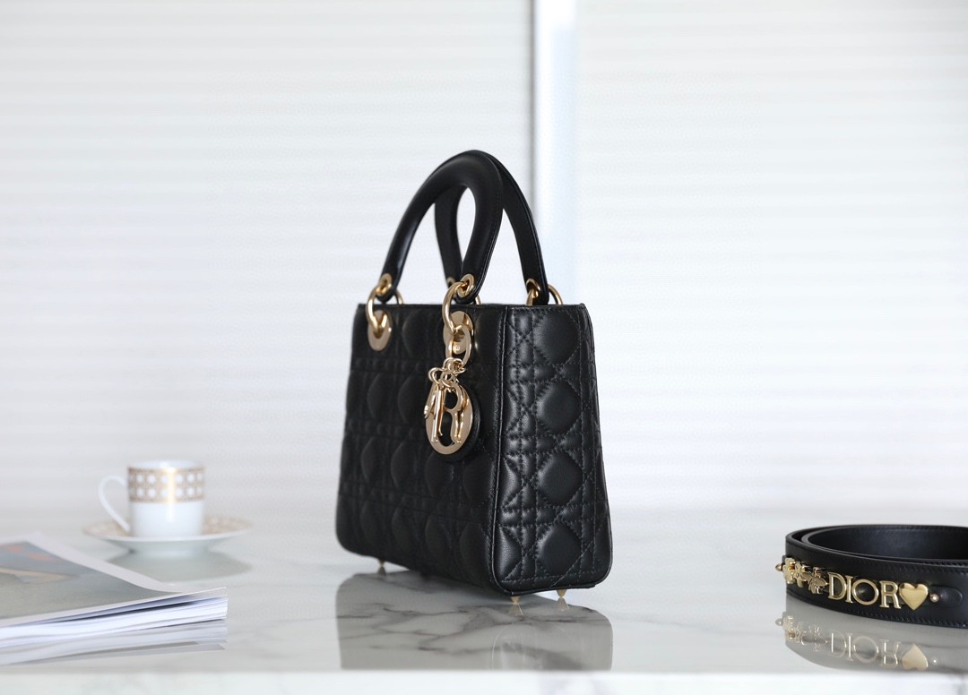 DIOR SMALL LADY DIOR MY ABCDIOR BAG Black Cannage Lambskin M0538ONGE_M900