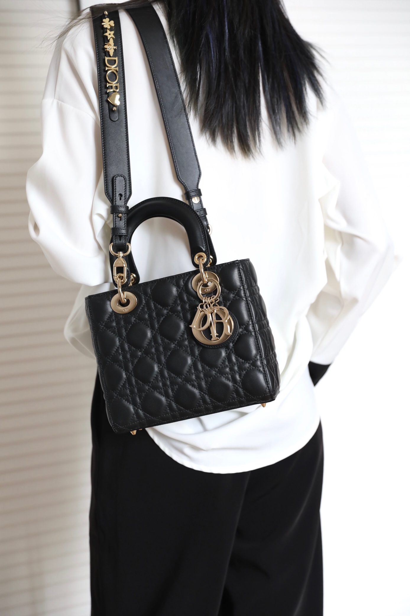 DIOR SMALL LADY DIOR MY ABCDIOR BAG Black Cannage Lambskin M0538ONGE_M900