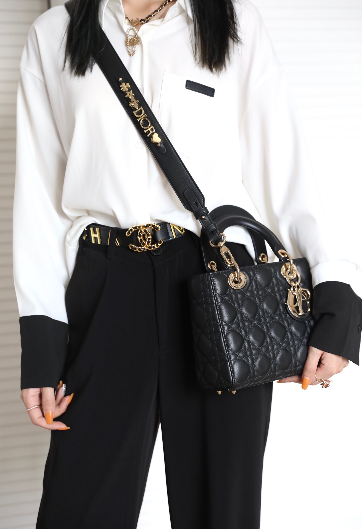 DIOR SMALL LADY DIOR MY ABCDIOR BAG Black Cannage Lambskin M0538ONGE_M900