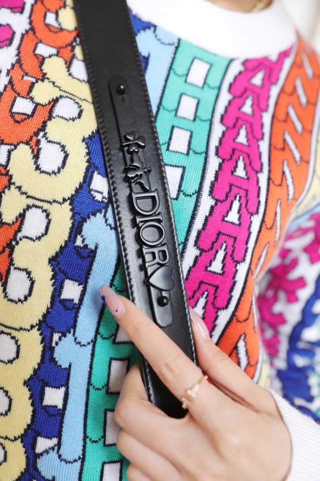 Dior SMALL LADY DIOR MY ABCDIOR BAG Black Cannage Calfskin with Diamond Motif MO538SNEA