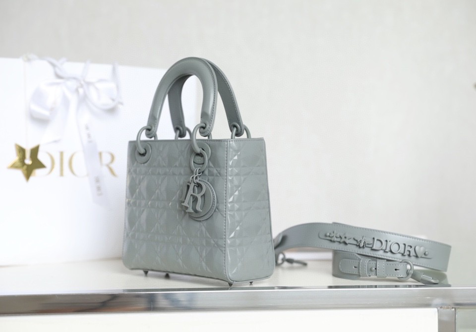 Dior SMALL LADY DIOR MY ABCDIOR BAG Gray Cannage Calfskin with Diamond Motif MO538INEA