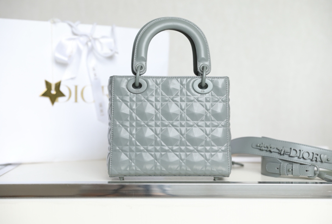 Dior SMALL LADY DIOR MY ABCDIOR BAG Gray Cannage Calfskin with Diamond Motif MO538INEA